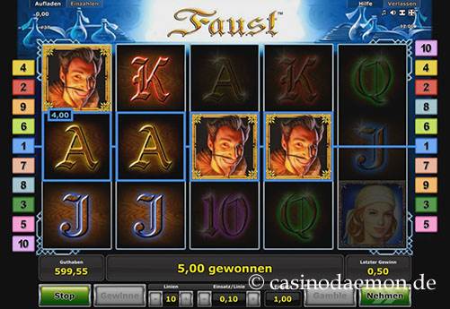 Normaler Gewinn bei Faust Slot
