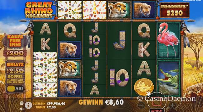 Gewinn bei Great Rhino Megaways™ Slot