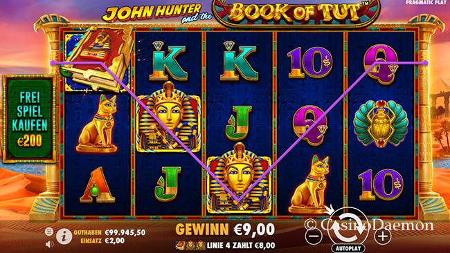 Gewinn bei John Hunter and the Book of Tut Slot