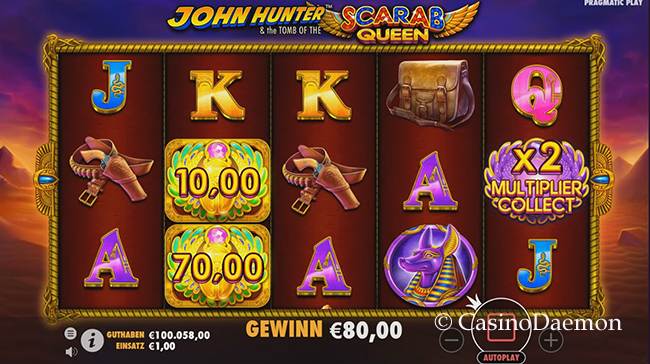 Geldsammelfunktion bei John Hunter and the Tomb of the Scarab Queen Slot